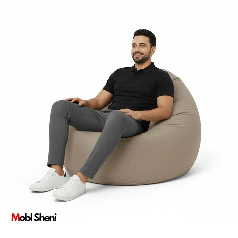 مبل شنی گرد با رویه چرم