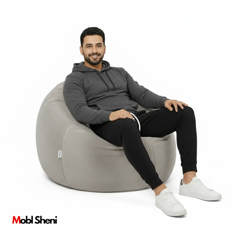 مبل شنی پارچه ای تک رنگ کرم با یونولیت