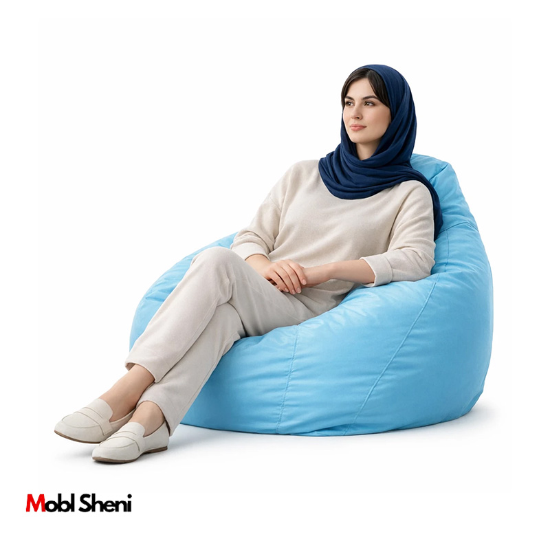 مبل شنی راحتی فیروزه ای چرم