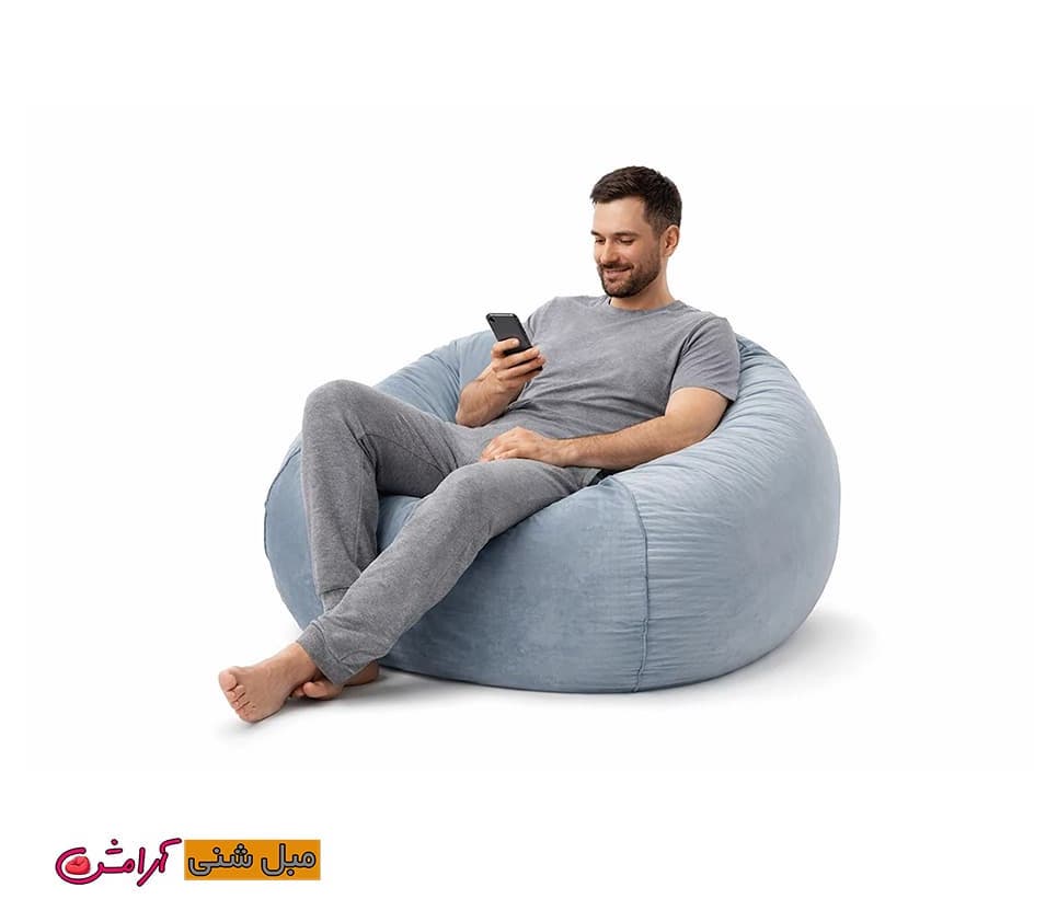 مبل شنی یک نفره طوسی با پارچه مخمل